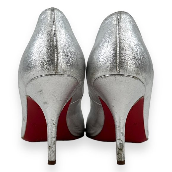 Christian Louboutin Silver Peep Toe Pumps - Picture 4 of 9